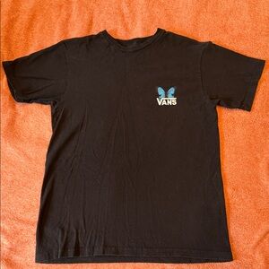 Women’s size S Vans Black Tee with Blue Butterfly Accent